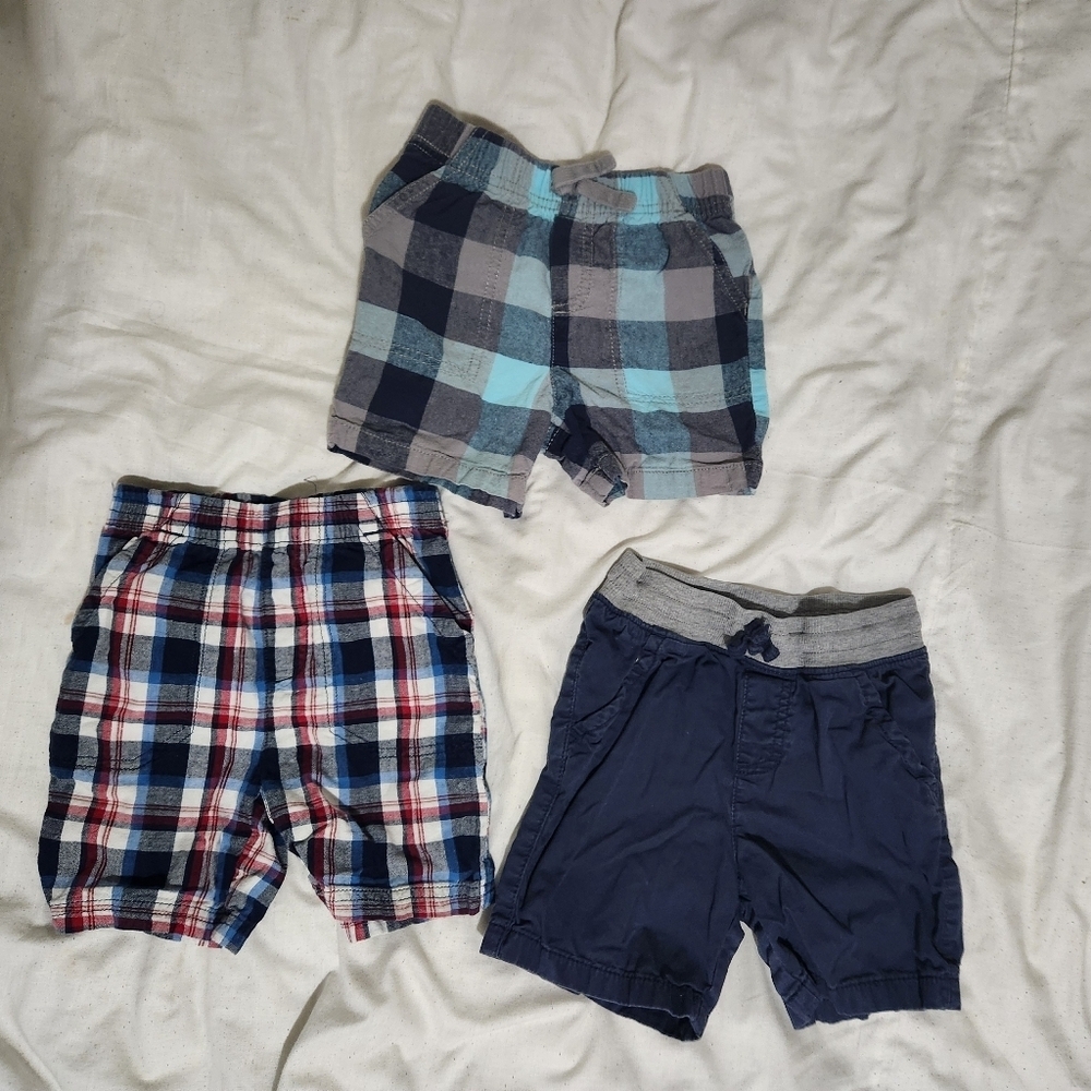 Jumping Beans Blue and Gray Shorts Set with Elastic Waistband, Size 3t